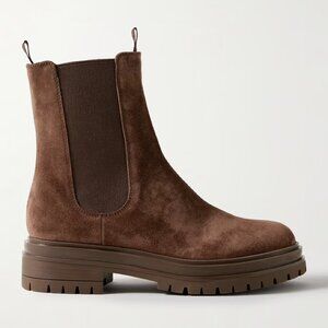 Gianvito Rossi Chester Brown Suede Lug-Sole Chelsea Ankle Boots [Size EU40]